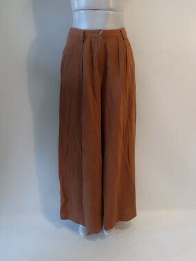 Womens Benaar LA Brown (Item-862) Pleated Front Wide Leg Palazzo Trouser Pants S